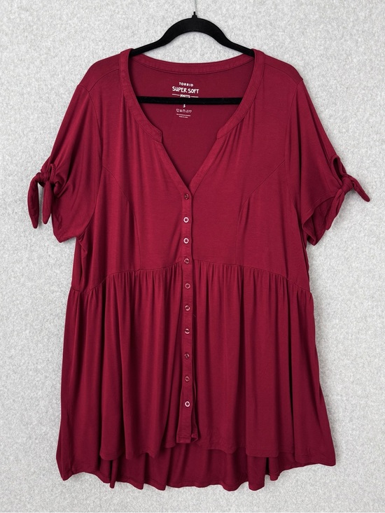 torrid Tops - Torrid Super Soft Knit Top Tunic Womens 3X Red Stretch Casual Short Sleeve READ